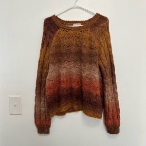 Knox Rose Ombre Knit Sweater - Brown and Orange